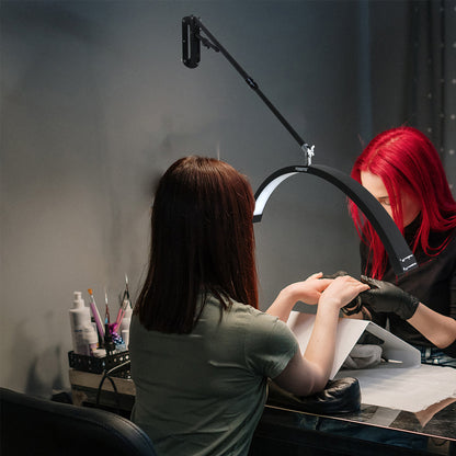 Fosoto Dimmable LED Video Light wall mount half moon light 3200K-5600K Fill light for Beauty Salon Makeup Nail Barbershop