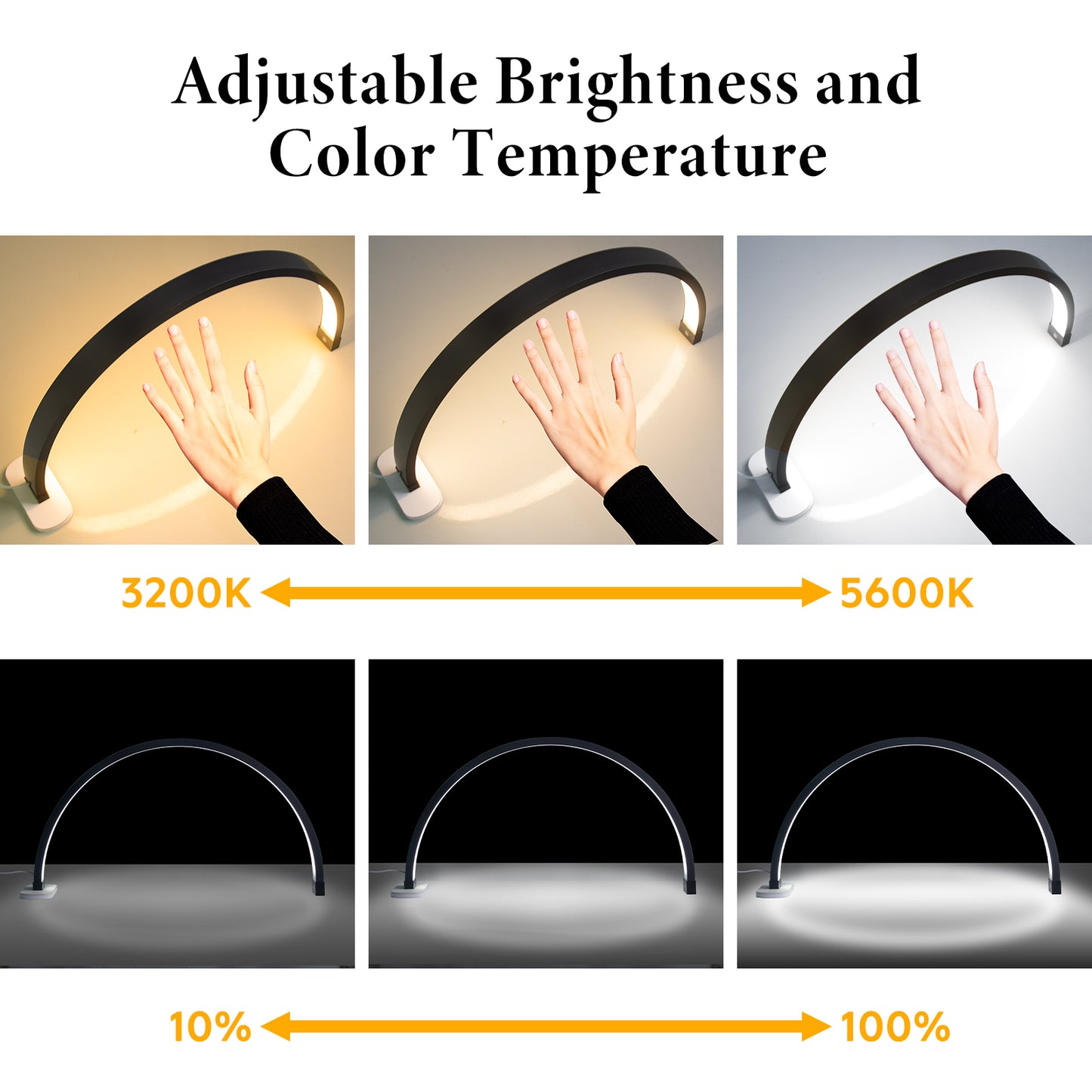 Fosoto FT-Y10II 20W Led Nail Table Lamp Manicure Fill Light Half Moon Desk Light With Phone Holder For Lashes Nail