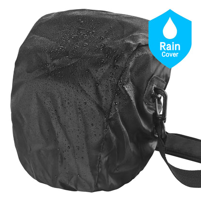 FOSOTO - Bolso bandolera compacto para cámara DSLR compatible con Canon EOS Rebel T6 T7 T8i T100 SL3 XTi 4000D 2000D Nikon D5600 D3400 D3500 Pentax K-70 Olympus E-M10 con funda impermeable para lluvia