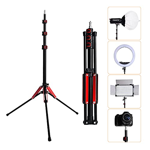 FOSOTO Photography 75" Trépied d'éclairage super léger en alliage d'aluminium Pieds inversés pour anneaux lumineux Réflecteurs Softbox Parapluies Arrière-plans Studio vidéo avec sac de transport