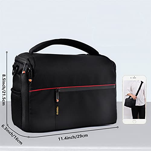 FOSOTO DSLR Camera Shoulder Bag Case Compatible for Canon EOS Rebel T7 T6 T8i SL3 T100 2000D 4000D 60D 80D 750D 90D 5D Nikon D780 D750 D610 D5600 D5300 D7500 D3500 Pentax with Waterproof Rain Cover