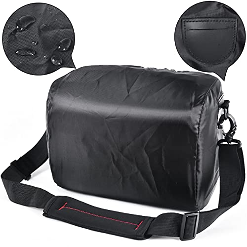 FOSOTO DSLR Camera Shoulder Bag Case Compatible for Canon EOS Rebel T7 T6 T8i SL3 T100 2000D 4000D 60D 80D 750D 90D 5D Nikon D780 D750 D610 D5600 D5300 D7500 D3500 Pentax with Waterproof Rain Cover