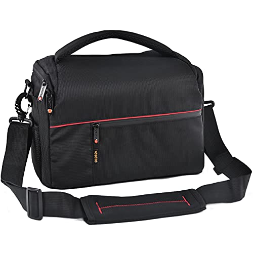 FOSOTO DSLR Camera Shoulder Bag Case Compatible for Canon EOS Rebel T7 T6 T8i SL3 T100 2000D 4000D 60D 80D 750D 90D 5D Nikon D780 D750 D610 D5600 D5300 D7500 D3500 Pentax with Waterproof Rain Cover