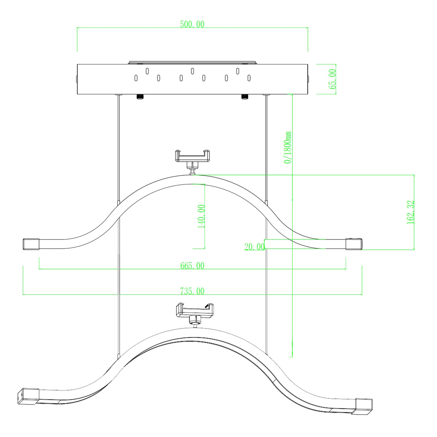 Fosoto 45W Ceiling-Mounted Retractable LED Beauty Light with Wireless Remote, Shadow-Free Lighting for Lash & Facial Professionals