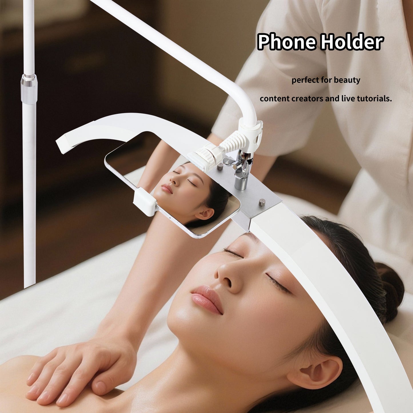FOSOTO Foldable 2 in 1 Half Moon Light with Mirror, Flicker-Free, CRI 95+ Beauty Lamp