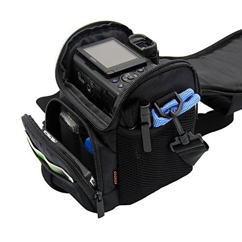 FOSOTO Waterproof (with Rain Cover) Black Camera Case Bag Compatible for Canon EOS M10 M6 M2 Mrak II M50 M100 Rebel T3i T4i T5 SL1, Nikon P600 D3300 D3400 D5100 D5300 D7200,Sony RX10M3,Olympus EM10