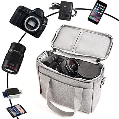 FOSOTO Camera Bag Case with Waterproof Rain Cover Compatible for Nikon D3500 D5600 D7500 D610 Canon EOS 4000D 2000D SL3 T7 M50 M6 SX530 Fujifilm X - T20,Grey - FOSOTOFOSOTO Camera Bag Case with Waterproof Rain Cover Compatible for Nikon D3500 D5600 D7500 D610 Canon EOS 4000D 2000D SL3 T7 M50 M6 SX530 Fujifilm X - T20,Grey