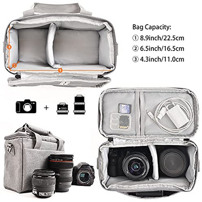 FOSOTO Camera Bag Case with Waterproof Rain Cover Compatible for Nikon D3500 D5600 D7500 D610 Canon EOS 4000D 2000D SL3 T7 M50 M6 SX530 Fujifilm X - T20,Grey - FOSOTOFOSOTO Camera Bag Case with Waterproof Rain Cover Compatible for Nikon D3500 D5600 D7500 D610 Canon EOS 4000D 2000D SL3 T7 M50 M6 SX530 Fujifilm X - T20,Grey