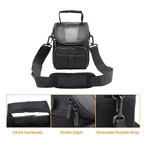 FOSOTO Waterproof (with Rain Cover) Black Camera Case Bag Compatible for Canon EOS M10 M6 M2 Mrak II M50 M100 Rebel T3i T4i T5 SL1, Nikon P600 D3300 D3400 D5100 D5300 D7200,Sony RX10M3,Olympus EM10