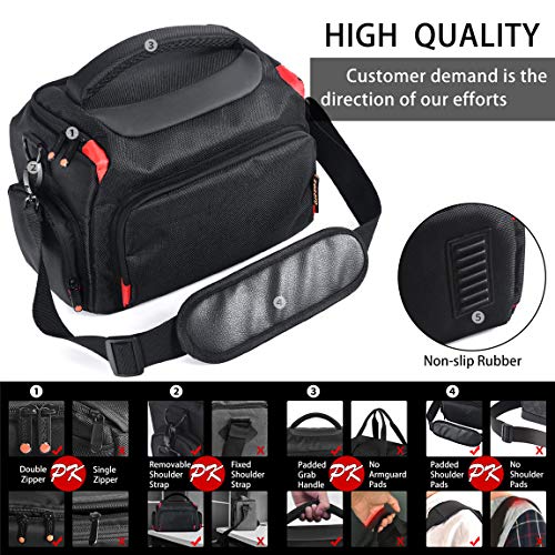 FOSOTO DSLR Camera Shoulder Bag Case Compatible for Canon EOS Rebel T7 T6 4000D 80D 90D 6D Mark II,Nikon D3500 D3400 D5600 D60 D750,Sony SLR and Lenses (Large)