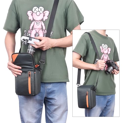 FOSOTO Camera Insert Bag Compact Shoulder Crossbody Case Compatible for Fujifilm X-T30 X-T20 XF10 Canon EOS M100 M50 M6 Sony a6000 Mirrorless Camera