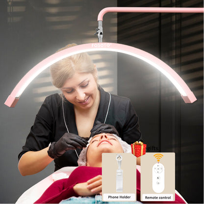 Fosoto 28inch Multifunctional Ring Light Half Moon LED Lamp with remote control Floor Video Fill Light for Beauty Salon Makeup