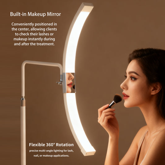 FOSOTO Foldable 2 in 1 Half Moon Light with Mirror, Flicker-Free, CRI 95+ Beauty Lamp