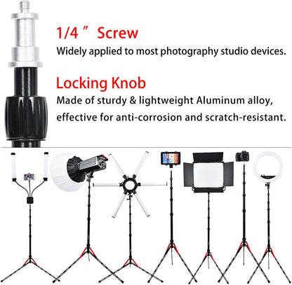 FOSOTO Photography Tripod Stand 6.3 Feet Aluminum Alloy Light Stand Compatible for Digital Cameras Photo Studio Speedlight Ring Light Reflector Samll Softbox Flash Umbrella Lightstand with 1/4 Screw