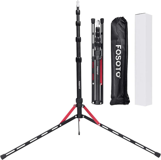 FOSOTO Photography Tripod Stand 6.3 Feet Aluminum Alloy Light Stand Compatible for Digital Cameras Photo Studio Speedlight Ring Light Reflector Samll Softbox Flash Umbrella Lightstand with 1/4 Screw