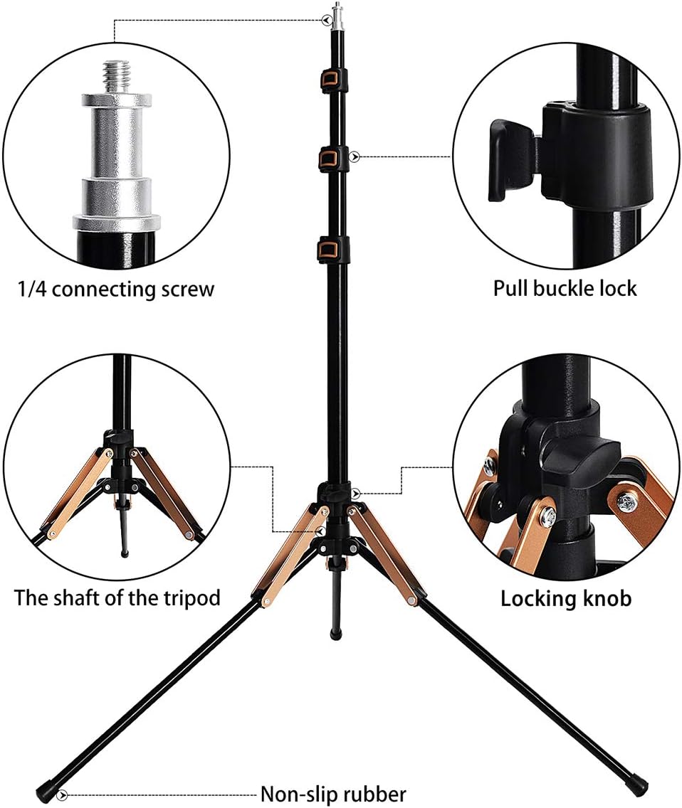 Photography Light Stand Portable Lightweight 75 inch / 6.3 Feet Aluminum Alloy Tripod Stand for Photo Studio Photographic Lighting Softbox Video Flash Umbrellas YouTube with Carry Bag