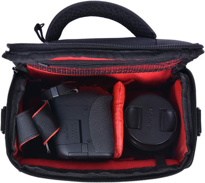 FOSOTO Compact Camera Shoulder Bag Case with Waterproof Rain Cover Compatible for Canon EOS M50 PowerShot SX420 SX430 SX70 SX50 SX30IS Sony a6400 RX10 DSC-H300 Nikon Coolpix P900
