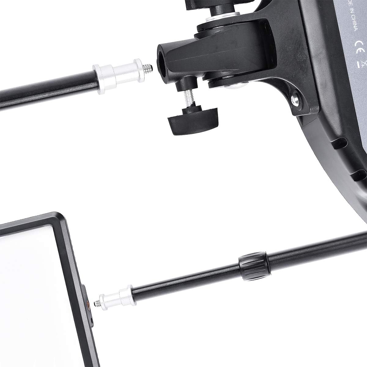 FOSOTO Support d'éclairage 16,7-75,3 pouces en alliage d'aluminium pour photographie, compatible avec le montage de réflecteurs de lumière stroboscopique, boîte à lumière annulaire, monobloc, support photographique avec sac de transport 