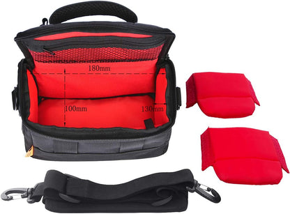 FOSOTO Compact Camera Shoulder Bag Case with Waterproof Rain Cover Compatible for Canon EOS M50 PowerShot SX420 SX430 SX70 SX50 SX30IS Sony a6400 RX10 DSC-H300 Nikon Coolpix P900