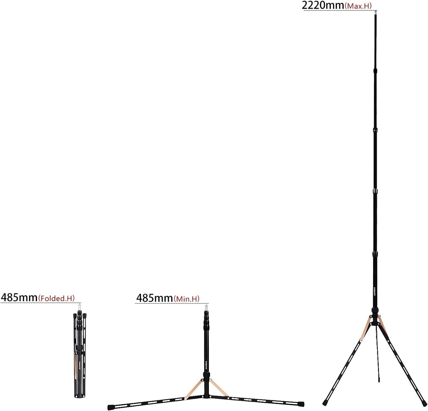 FOSOTO FT-190B 87in Aluminum Alloy Photography LED Light Tripod Stand for Photo Studio Ring Photographic Light, DSLR Cameras, Softbox, Umbrella, Flash, Portrait Shooting Lighting Stand