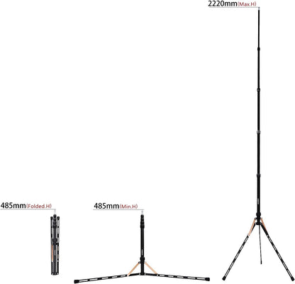 FOSOTO FT-190B 87in Aluminum Alloy Photography LED Light Tripod Stand for Photo Studio Ring Photographic Light, DSLR Cameras, Softbox, Umbrella, Flash, Portrait Shooting Lighting Stand