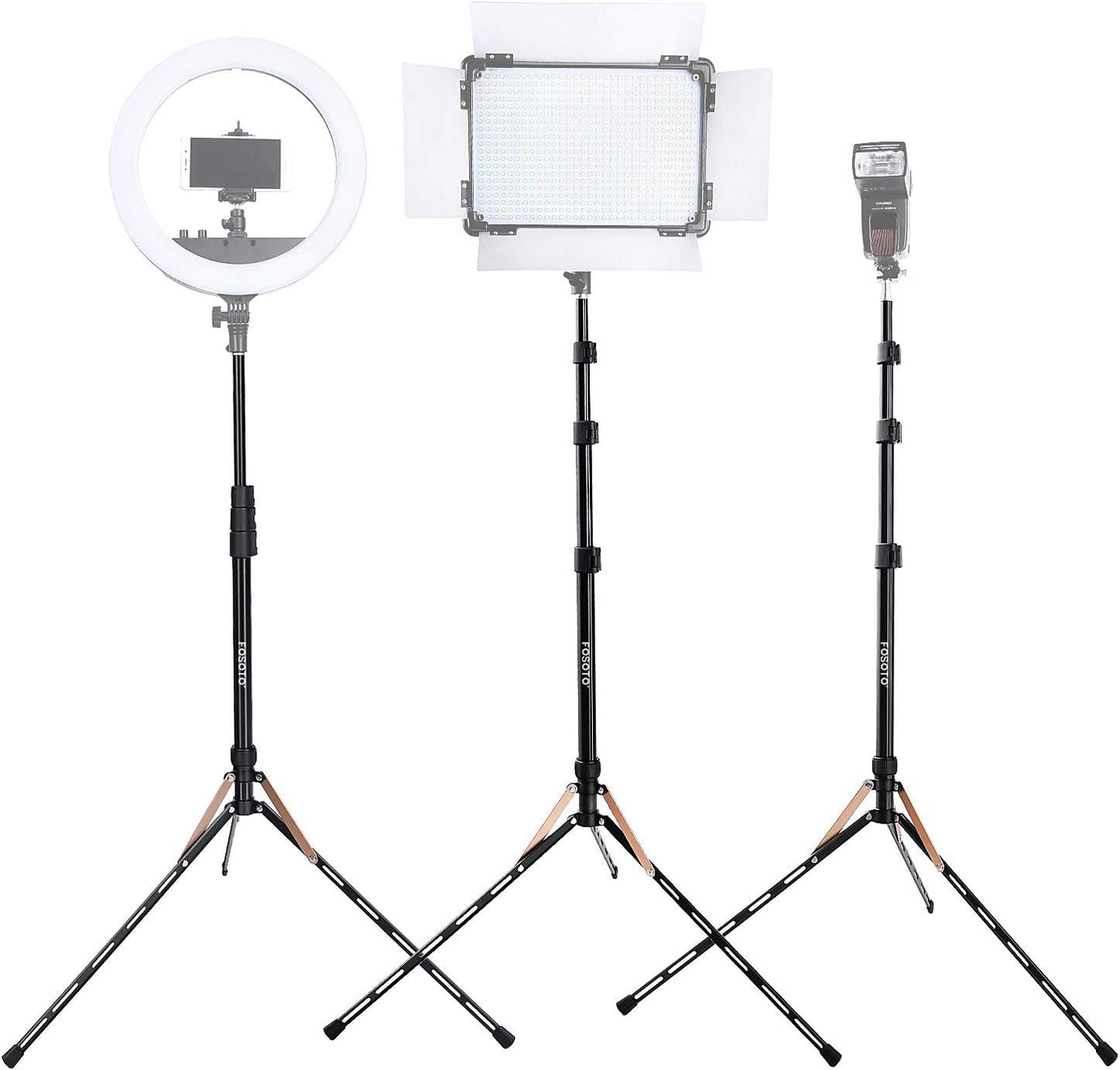 FOSOTO 75in gold Fold Tripod Light Stand