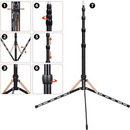 FOSOTO Light Stand 16.7-75.3 inch Aluminum Alloy Photography Tripod Stand Compatible for Mounting Strobe Light Relfector Softbox Ring Light Monolight Photographic Stand with Carry Bag