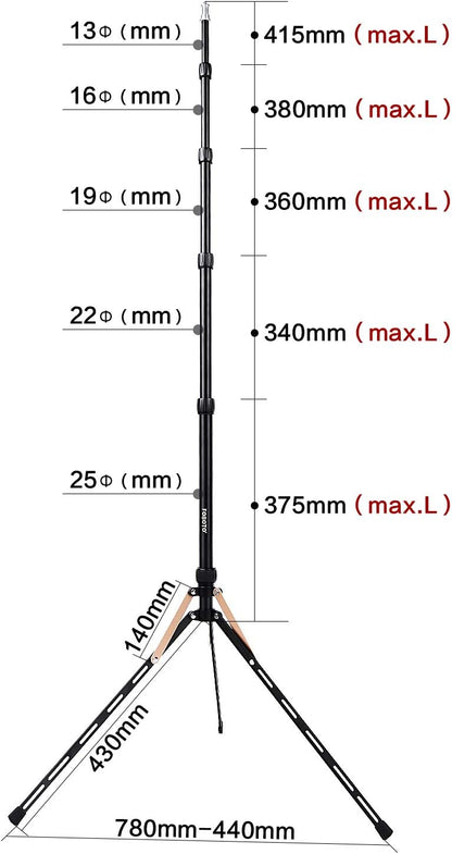 FOSOTO FT-190B 87in Aluminum Alloy Photography LED Light Tripod Stand for Photo Studio Ring Photographic Light, DSLR Cameras, Softbox, Umbrella, Flash, Portrait Shooting Lighting Stand