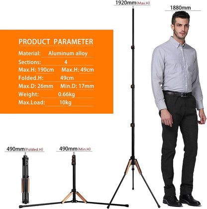 Support d'éclairage de photographie portable et léger en alliage d'aluminium de 75 pouces / 6,3 pieds pour studio photo, éclairage photographique, boîte à lumière, flash vidéo, parapluies YouTube avec sac de transport 