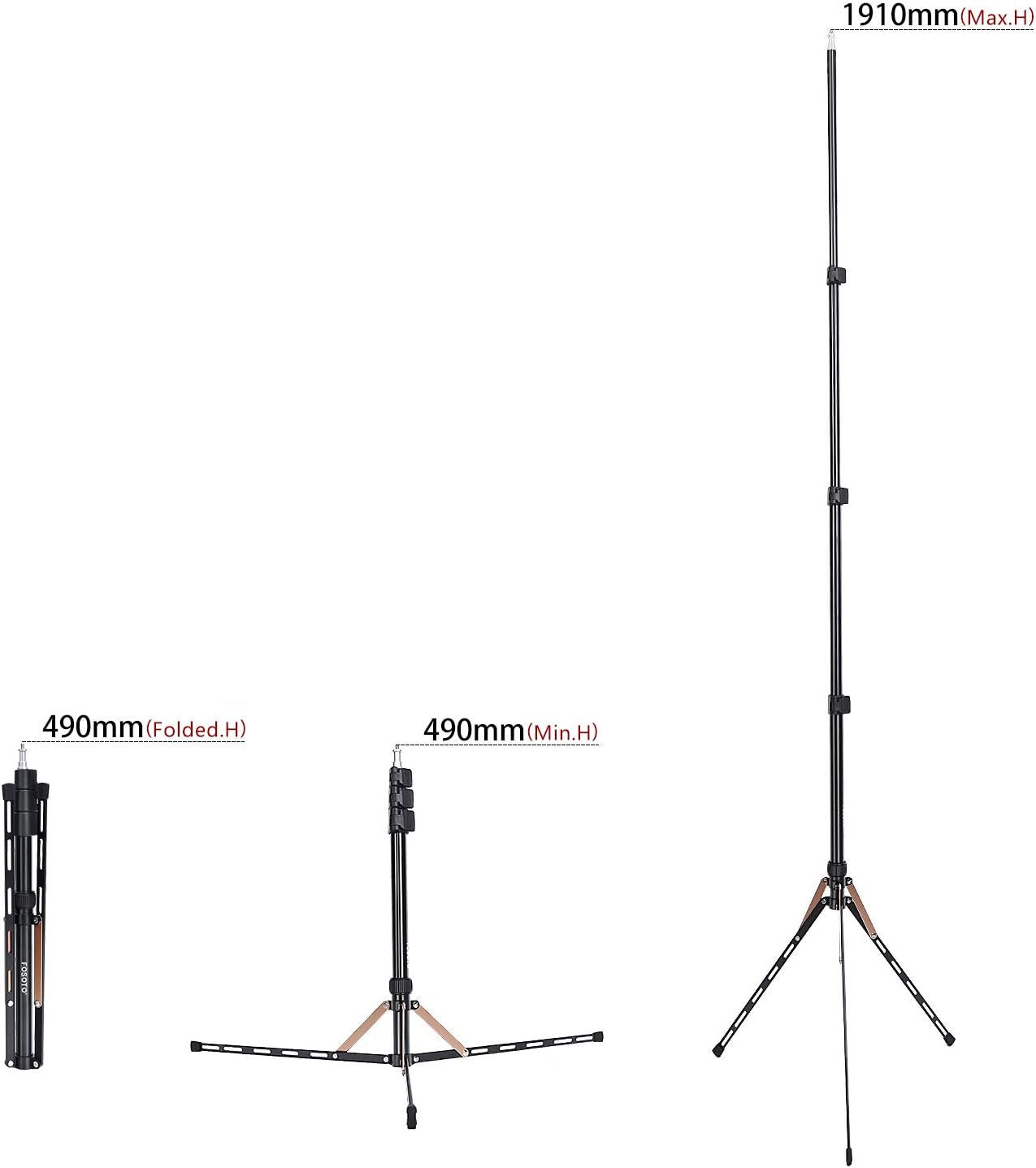 FOSOTO 75in gold Fold Tripod Light Stand