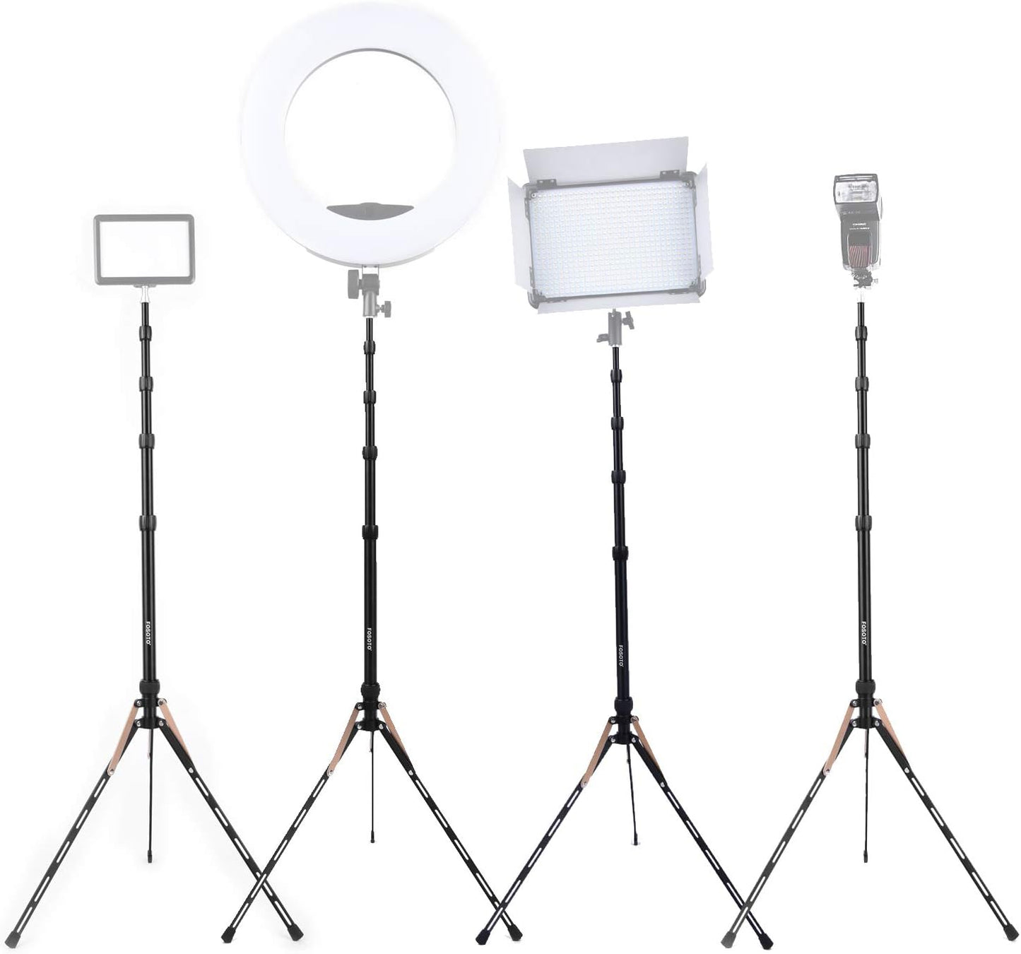 FOSOTO FT-190B 87in Aluminum Alloy Photography LED Light Tripod Stand for Photo Studio Ring Photographic Light, DSLR Cameras, Softbox, Umbrella, Flash, Portrait Shooting Lighting Stand
