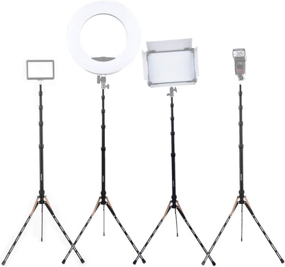 FOSOTO FT-190B 87in Aluminum Alloy Photography LED Light Tripod Stand for Photo Studio Ring Photographic Light, DSLR Cameras, Softbox, Umbrella, Flash, Portrait Shooting Lighting Stand