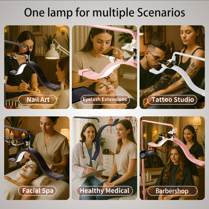Fosoto FT-Y17 29'' LED Lash Light with Magnetic Remote & Tray, 45W Half Moon Floor Lamp for Eyelash, Makeup & Tattoo