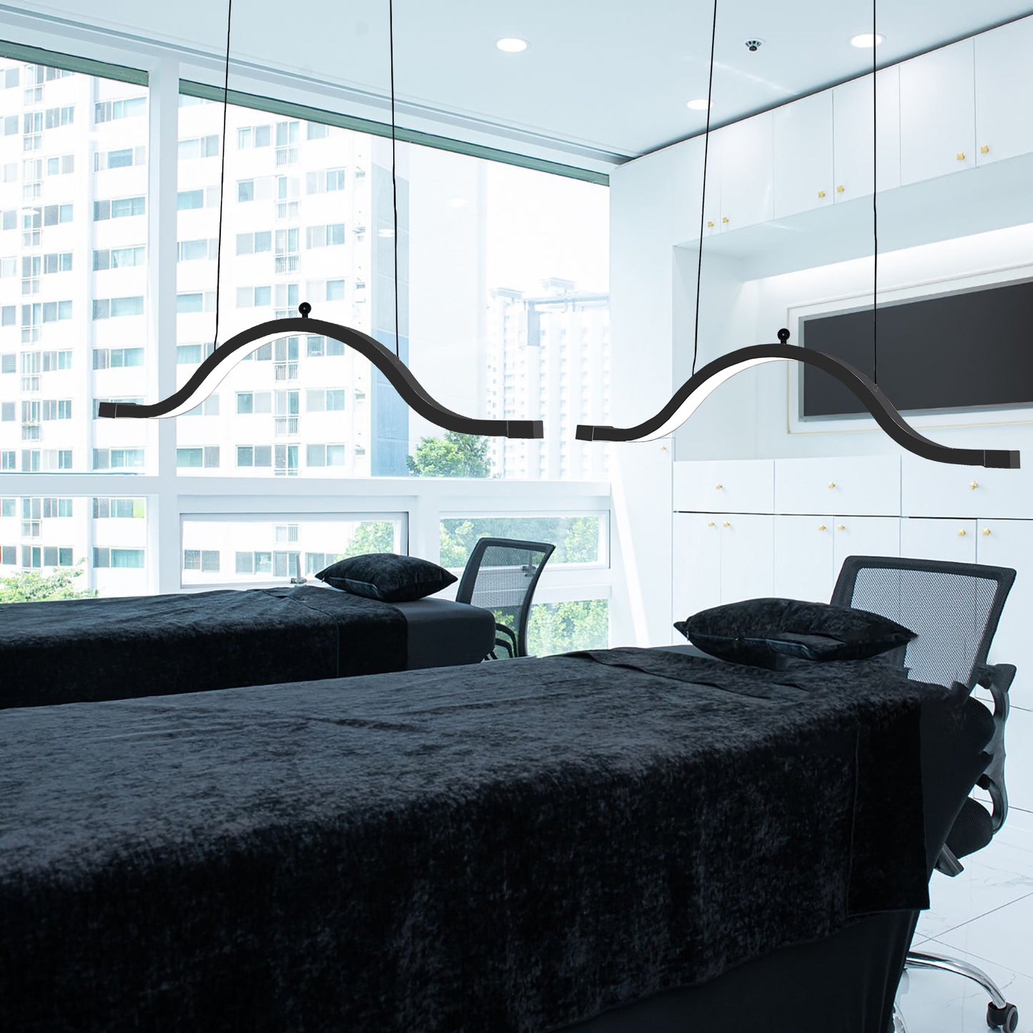 Fosoto 45W Ceiling-Mounted Retractable LED Beauty Light with Wireless Remote, Shadow-Free Lighting for Lash & Facial Professionals