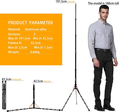 FOSOTO Light Stand 16.7-75.3 inch Aluminum Alloy Photography Tripod Stand Compatible for Mounting Strobe Light Relfector Softbox Ring Light Monolight Photographic Stand with Carry Bag
