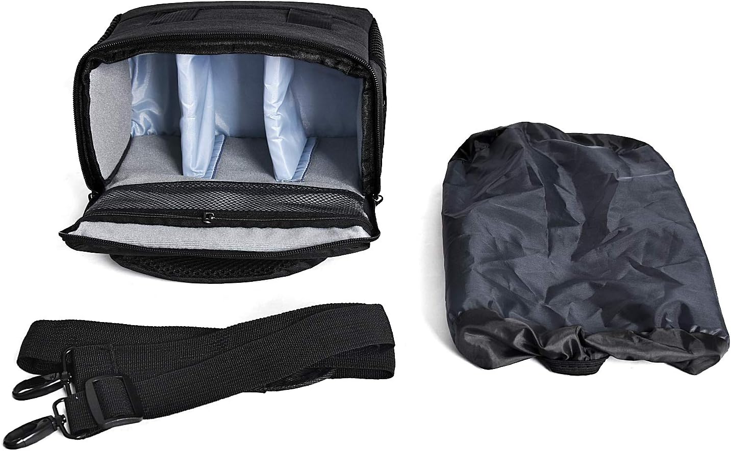 FOSOTO Waterproof (with Rain Cover) Shoulder Camera Case Bag Compatible for Nikon D5600 D750 D3300 Canon Rebel SL2 T7i EOS 80D 60D Sony A77II a68 a99II Travel DLSR SLR Camera Bags