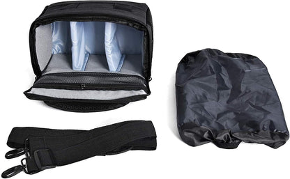 FOSOTO Waterproof (with Rain Cover) Shoulder Camera Case Bag Compatible for Nikon D5600 D750 D3300 Canon Rebel SL2 T7i EOS 80D 60D Sony A77II a68 a99II Travel DLSR SLR Camera Bags