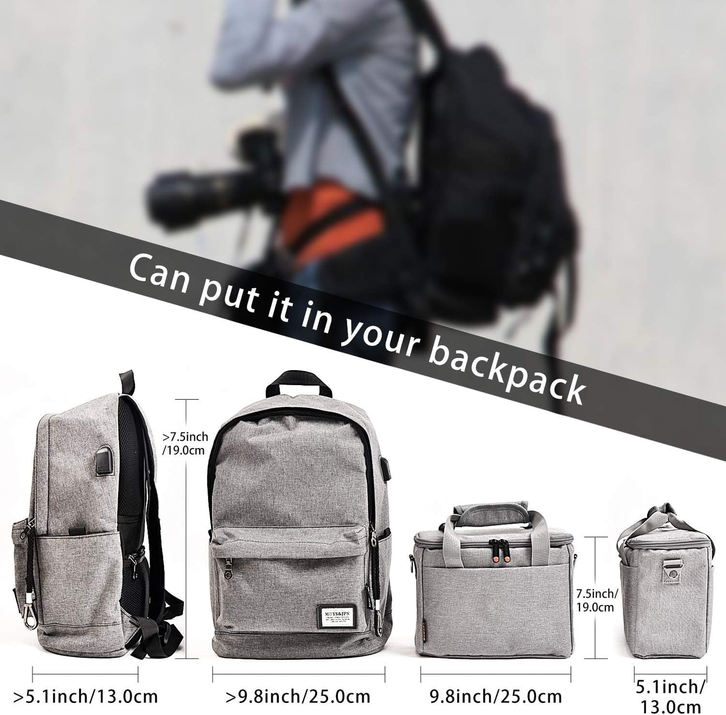 FOSOTO - Funda para cámara con funda impermeable y resistente a la lluvia, compatible con Nikon D3500, D5600, D7500, D610, Canon EOS 4000D, 2000D, SL3, T7, M50, M6, SX530, Fujifilm X-T20, color gris 