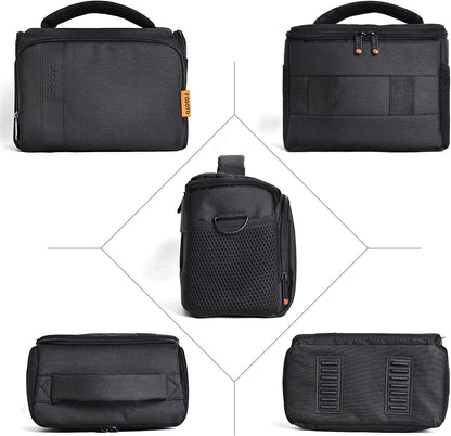 FOSOTO Waterproof (with Rain Cover) Shoulder Camera Case Bag Compatible for Nikon D5600 D750 D3300 Canon Rebel SL2 T7i EOS 80D 60D Sony A77II a68 a99II Travel DLSR SLR Camera Bags