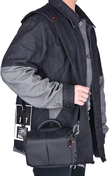 FOSOTO Compact Camera Shoulder Bag Case with Waterproof Rain Cover Compatible for Canon EOS M50 PowerShot SX420 SX430 SX70 SX50 SX30IS Sony a6400 RX10 DSC-H300 Nikon Coolpix P900