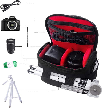 FOSOTO Compact Camera Shoulder Bag Case with Waterproof Rain Cover Compatible for Canon EOS M50 PowerShot SX420 SX430 SX70 SX50 SX30IS Sony a6400 RX10 DSC-H300 Nikon Coolpix P900