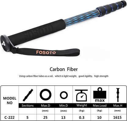 FOSOTO 65 inches Portable Carbon Fiber Monopod