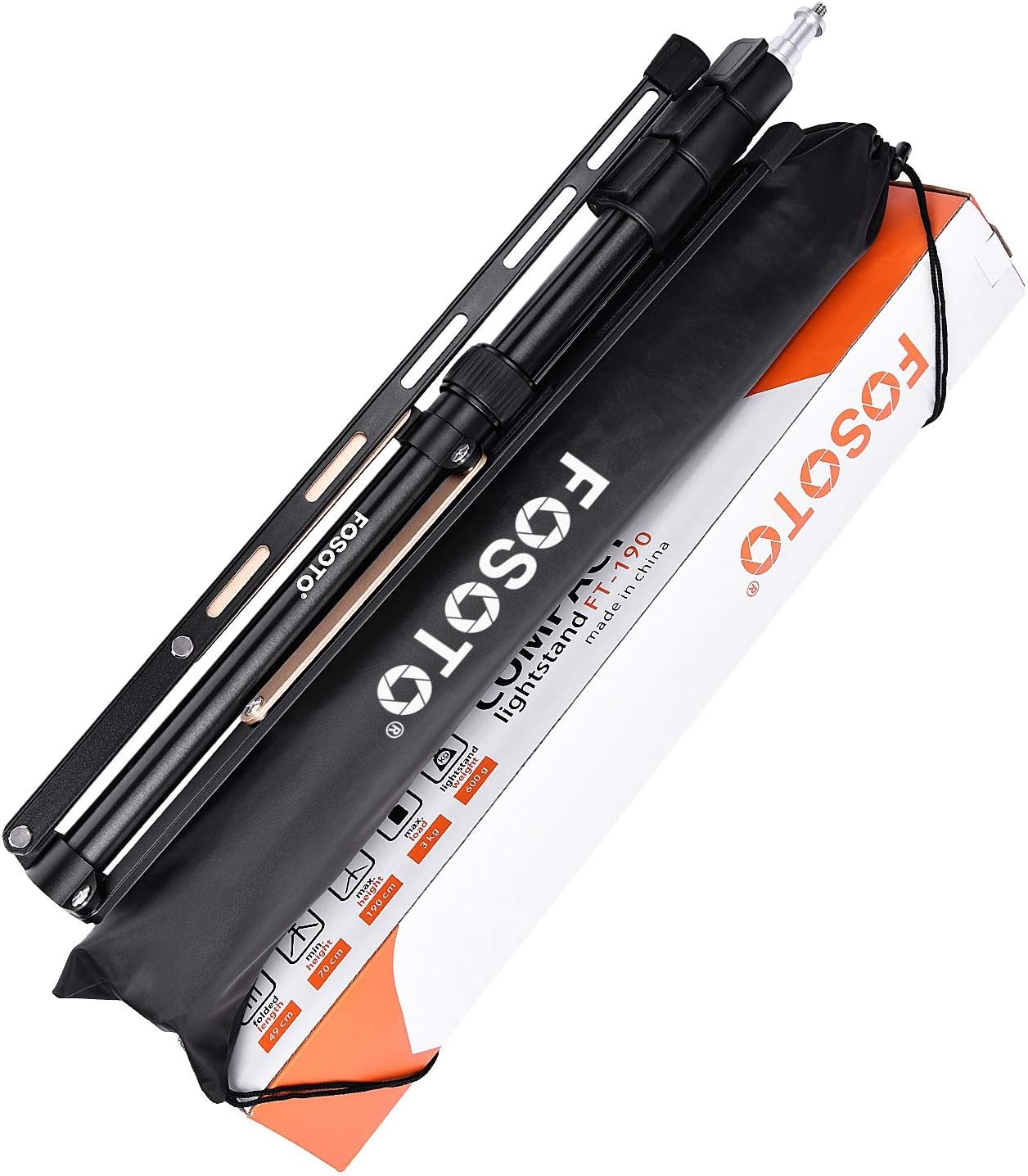 FOSOTO 75in gold Fold Tripod Light Stand