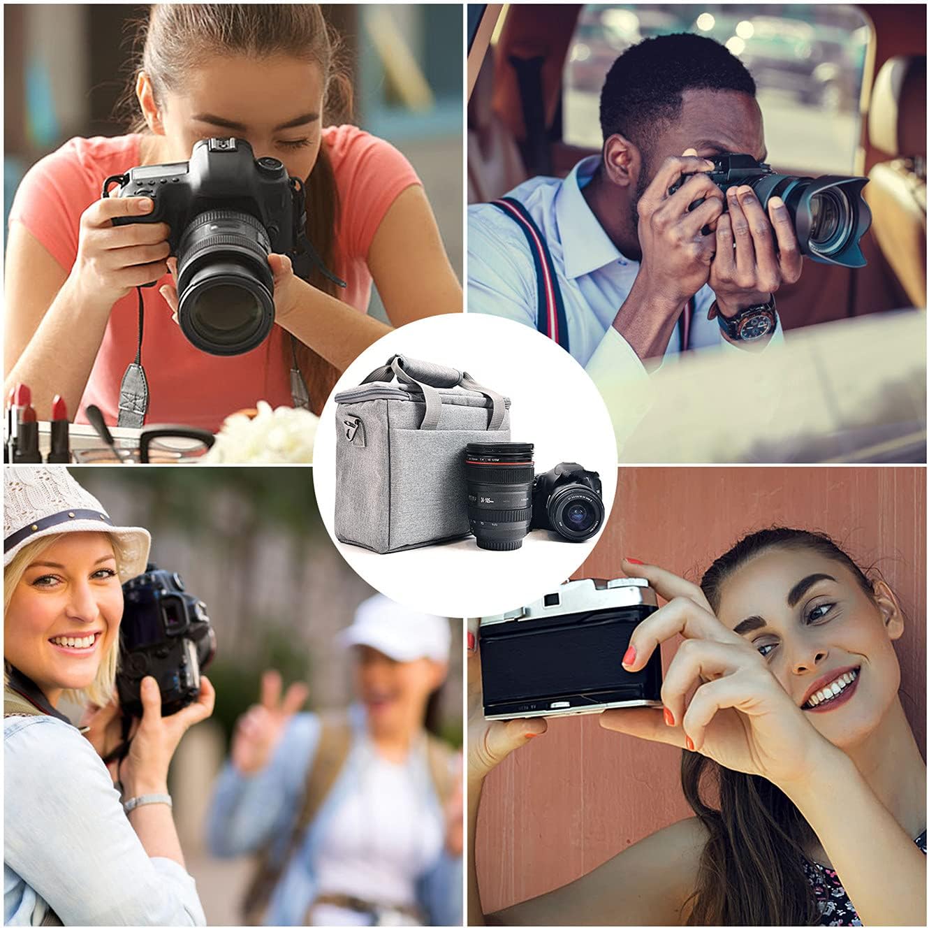 FOSOTO - Funda para cámara con funda impermeable y resistente a la lluvia, compatible con Nikon D3500, D5600, D7500, D610, Canon EOS 4000D, 2000D, SL3, T7, M50, M6, SX530, Fujifilm X-T20, color gris 