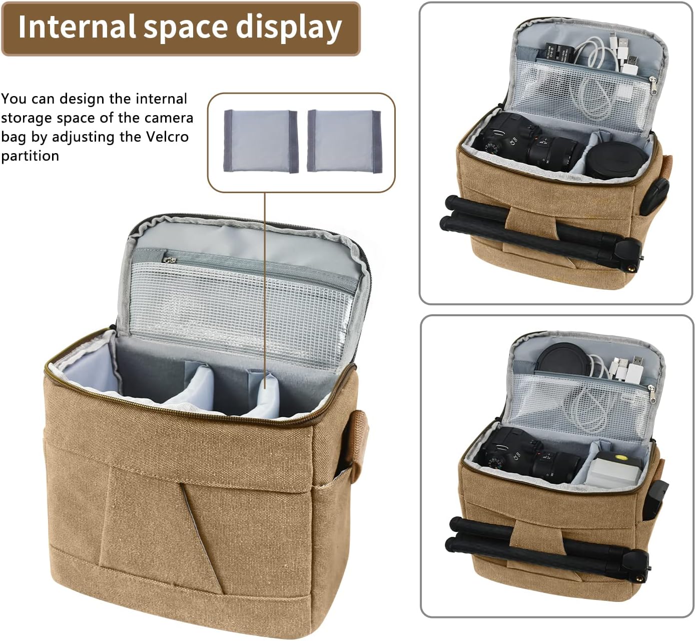 FOSOTO Anti-shock Shoulder Crossbody Camera Case Bag Compatible for Canon EOS EOS Rebel T5 T6 T7 T8i T100 SL3 XTi Panasonic G85 G95 GH5 G7KS Olympus OM-D E-M1 DSLR SLR Camera