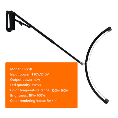 Fosoto Dimmable LED Video Light wall mount half moon light 3200K-5600K Fill light for Beauty Salon Makeup Nail Barbershop