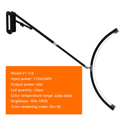 Fosoto Multi - directional U - shaped LED Wall Mounted Half Moon lamp Beauty Salon Supplement Light For Lashes Beauty Tattoo Nail - FOSOTOFosoto Multi - directional U - shaped LED Wall Mounted Half Moon lamp Beauty Salon Supplement Light For Lashes Beauty Tattoo Nail