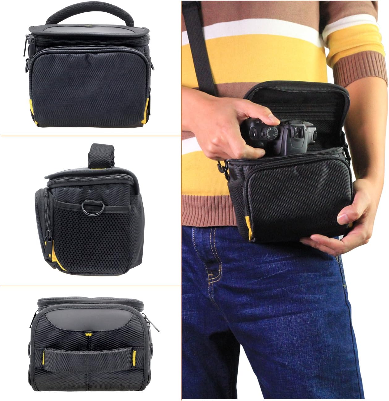 FOSOTO Waterproof (with Rain Cover) Camera Case Bag Compatible for Nikon Coolpix L340 B500 L330 L840 L830 L820 L620, Canon PowerShot SX410 SX420 SX530 M5 M100,Fujifilm XT20,Sony Alpha a6000 A6300 Nex7
