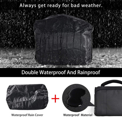 FOSOTO Waterproof (with Rain Cover) Shoulder Camera Case Bag Compatible for Nikon D5600 D750 D3300 Canon Rebel SL2 T7i EOS 80D 60D Sony A77II a68 a99II Travel DLSR SLR Camera Bags