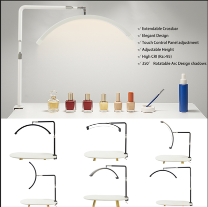 Fosoto 25inch LED Nail light Desk Lamp with Fixing clip, 3 Color Stepless Dimming Eye Protection Flexible Rotating Lamp Head for Beauty Manicure Shop